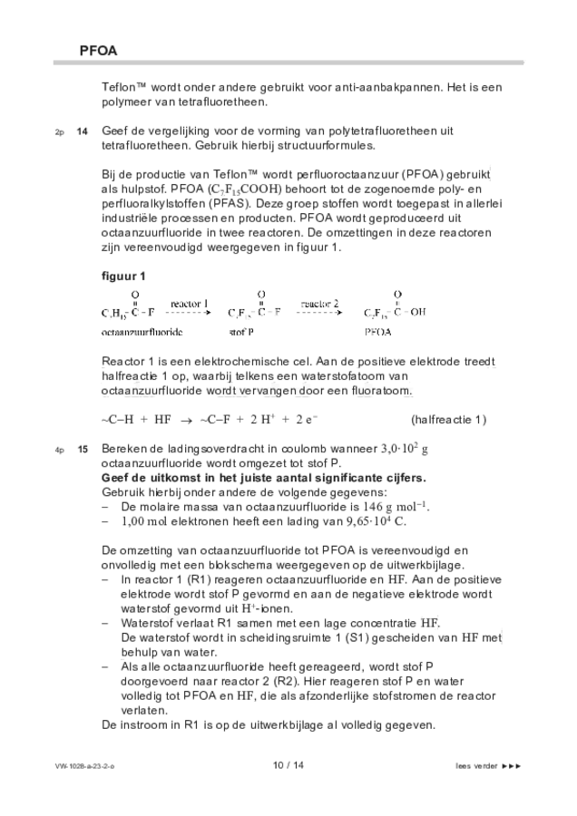 Opgaven examen VWO scheikunde 2023, tijdvak 2. Pagina 10