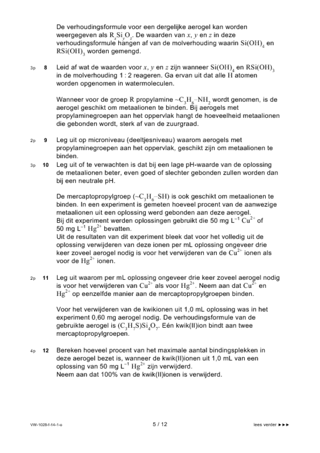 Opgaven examen VWO scheikunde 2014, tijdvak 1. Pagina 5