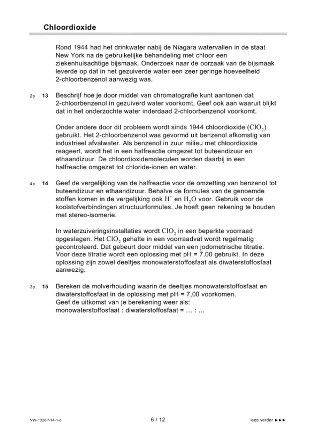 Opgaven examen VWO scheikunde 2014, tijdvak 1. Pagina 6