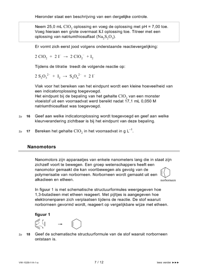 Opgaven examen VWO scheikunde 2014, tijdvak 1. Pagina 7