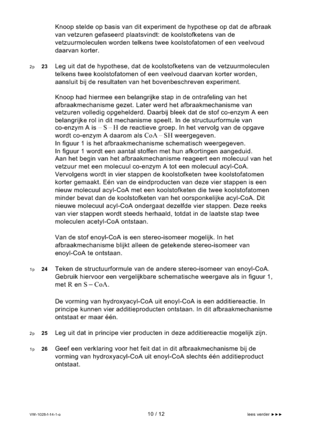 Opgaven examen VWO scheikunde 2014, tijdvak 1. Pagina 10