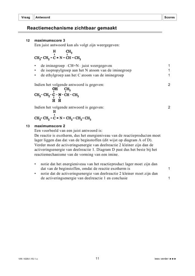 Correctievoorschrift examen VWO scheikunde 2015, tijdvak 1. Pagina 11