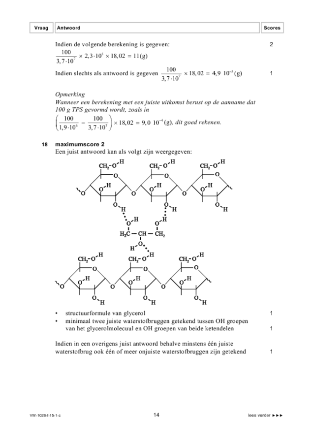 Correctievoorschrift examen VWO scheikunde 2015, tijdvak 1. Pagina 14