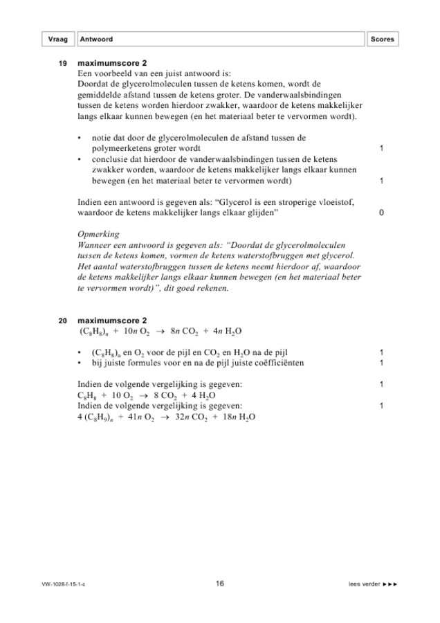 Correctievoorschrift examen VWO scheikunde 2015, tijdvak 1. Pagina 16