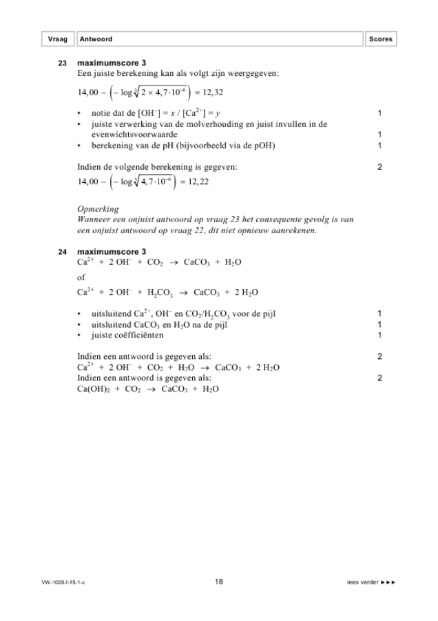 Correctievoorschrift examen VWO scheikunde 2015, tijdvak 1. Pagina 18