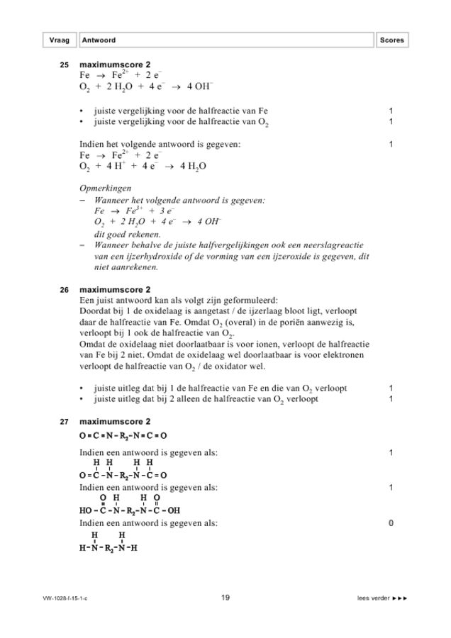 Correctievoorschrift examen VWO scheikunde 2015, tijdvak 1. Pagina 19
