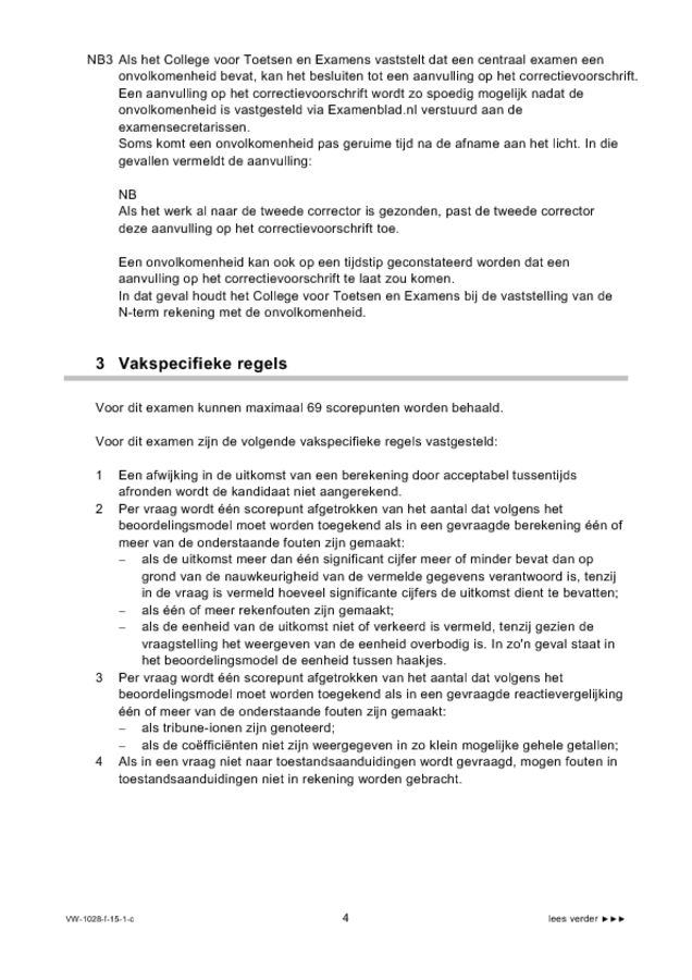 Correctievoorschrift examen VWO scheikunde 2015, tijdvak 1. Pagina 4