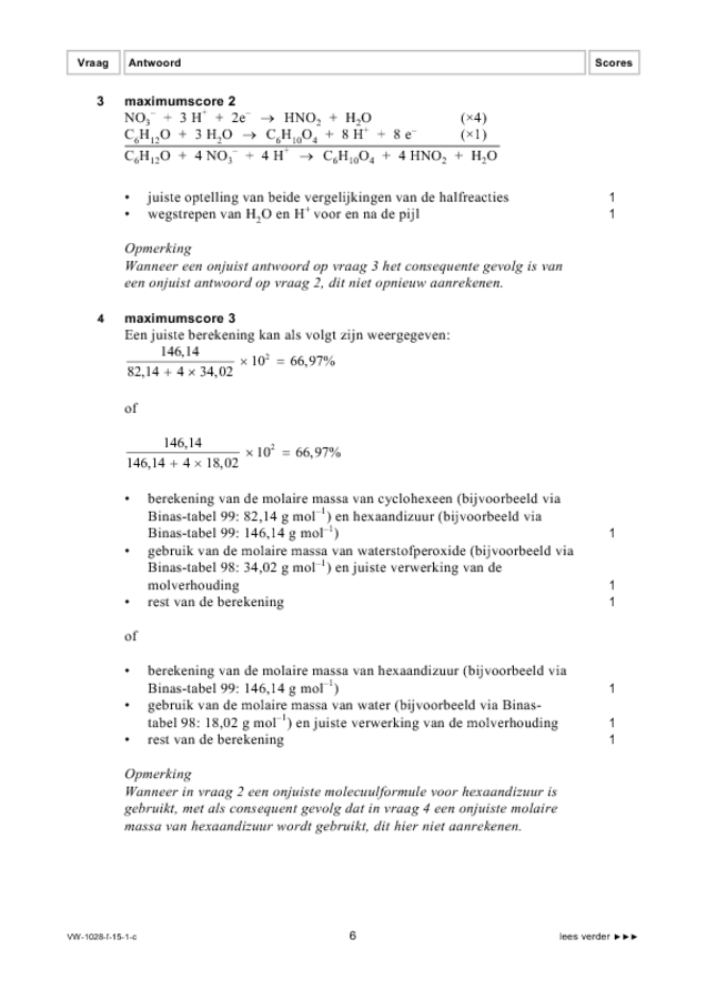 Correctievoorschrift examen VWO scheikunde 2015, tijdvak 1. Pagina 6