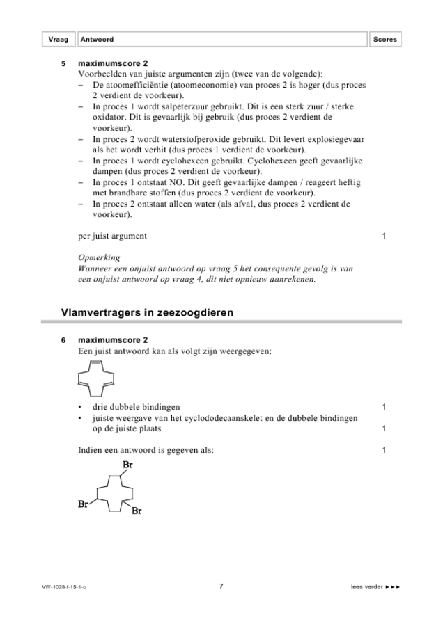 Correctievoorschrift examen VWO scheikunde 2015, tijdvak 1. Pagina 7
