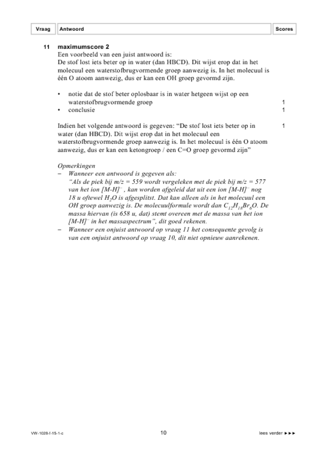 Correctievoorschrift examen VWO scheikunde 2015, tijdvak 1. Pagina 10