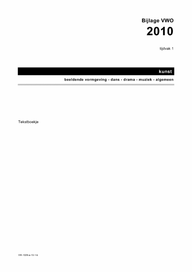 Bijlage examen VWO kunst (algemeen) 2010, tijdvak 1. Pagina 1