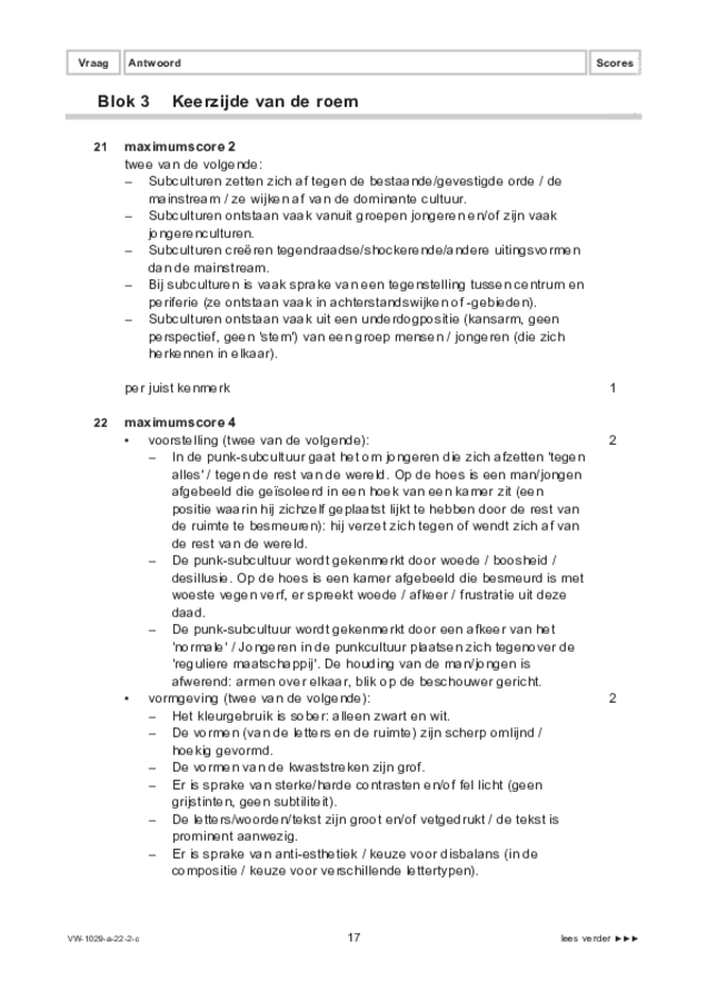 Correctievoorschrift examen VWO kunst (algemeen) 2022, tijdvak 2. Pagina 17