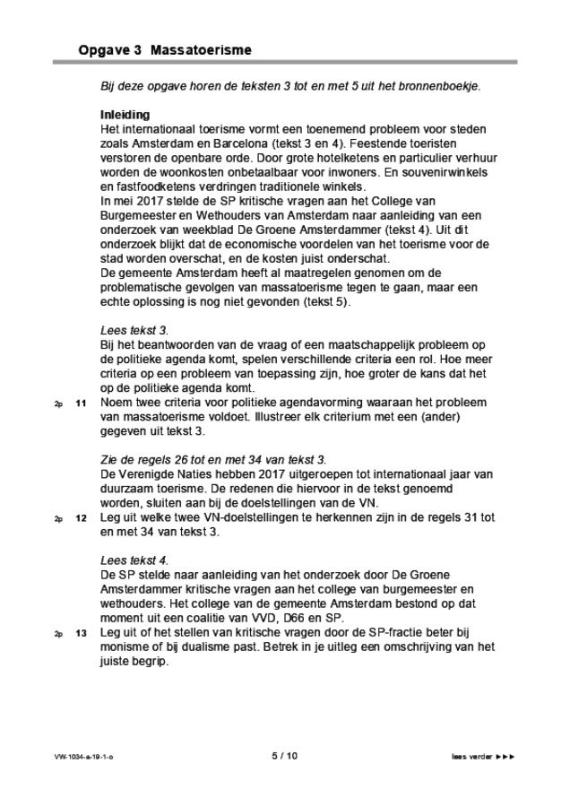 Opgaven examen VWO maatschappijwetenschappen 2019, tijdvak 1. Pagina 5