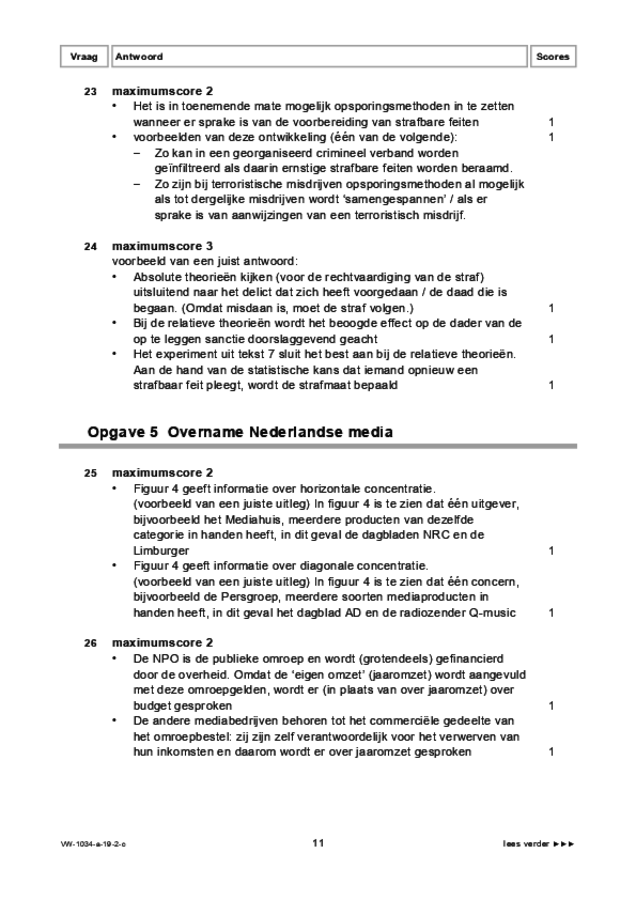 Correctievoorschrift examen VWO maatschappijwetenschappen 2019, tijdvak 2. Pagina 11