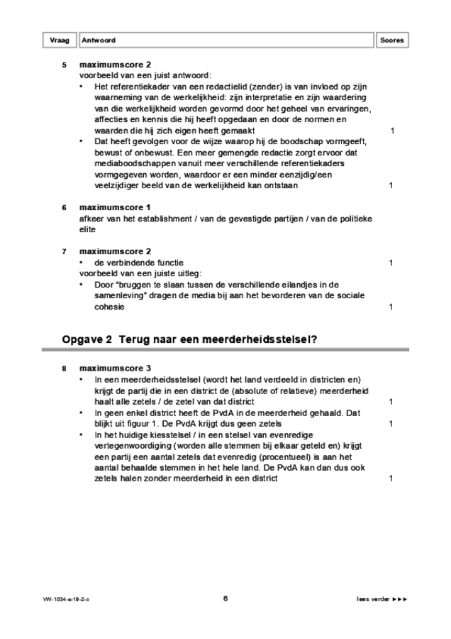 Correctievoorschrift examen VWO maatschappijwetenschappen 2019, tijdvak 2. Pagina 6