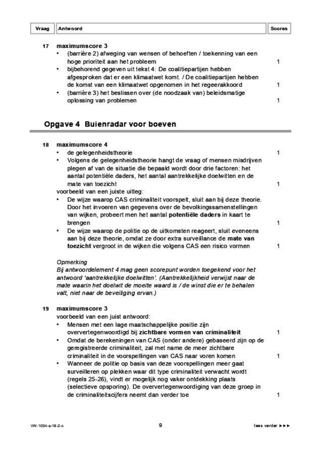 Correctievoorschrift examen VWO maatschappijwetenschappen 2019, tijdvak 2. Pagina 9