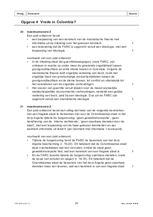 Correctievoorschrift examen VWO maatschappijwetenschappen 2022, tijdvak 1. Pagina 20