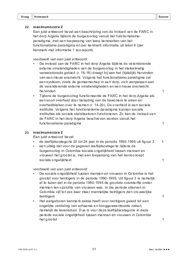 Correctievoorschrift examen VWO maatschappijwetenschappen 2022, tijdvak 1. Pagina 21