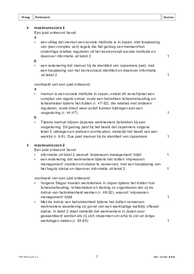 Correctievoorschrift examen VWO maatschappijwetenschappen 2022, tijdvak 1. Pagina 7