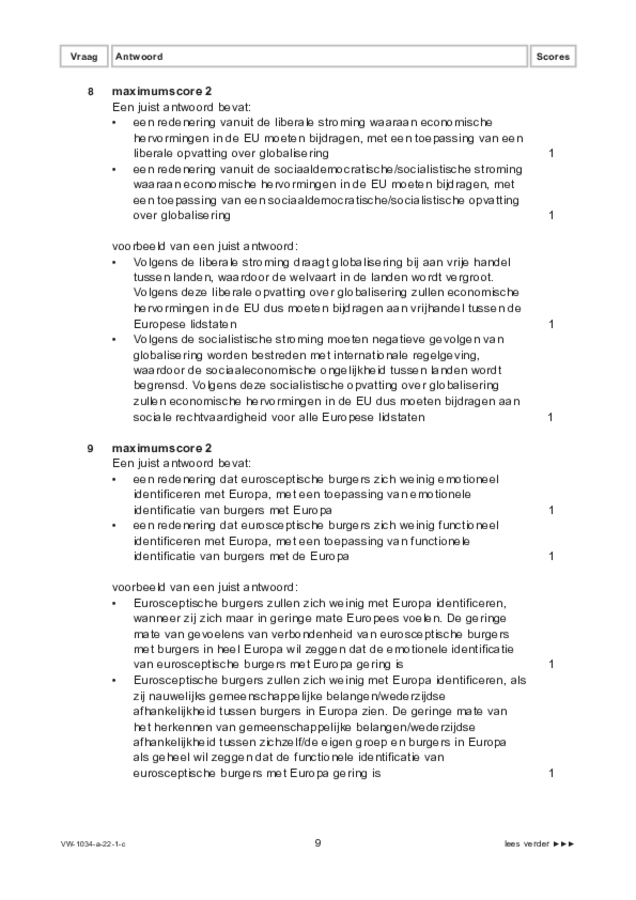 Correctievoorschrift examen VWO maatschappijwetenschappen 2022, tijdvak 1. Pagina 9