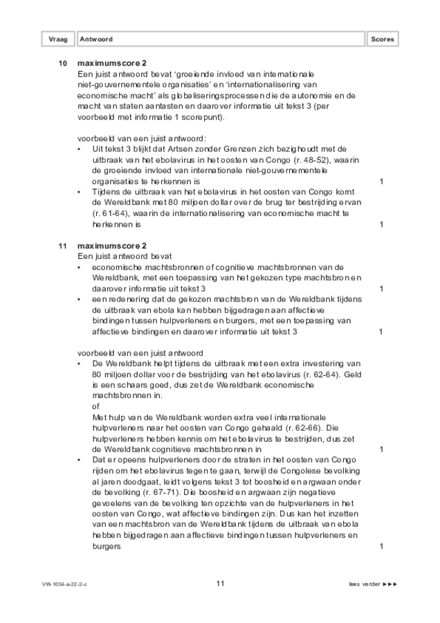 Correctievoorschrift examen VWO maatschappijwetenschappen 2022, tijdvak 2. Pagina 11