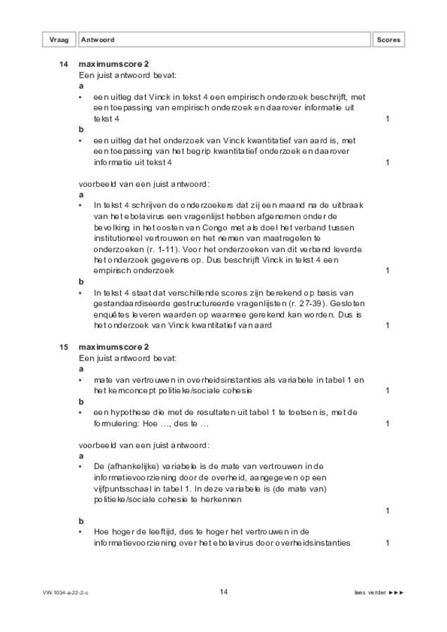 Correctievoorschrift examen VWO maatschappijwetenschappen 2022, tijdvak 2. Pagina 14