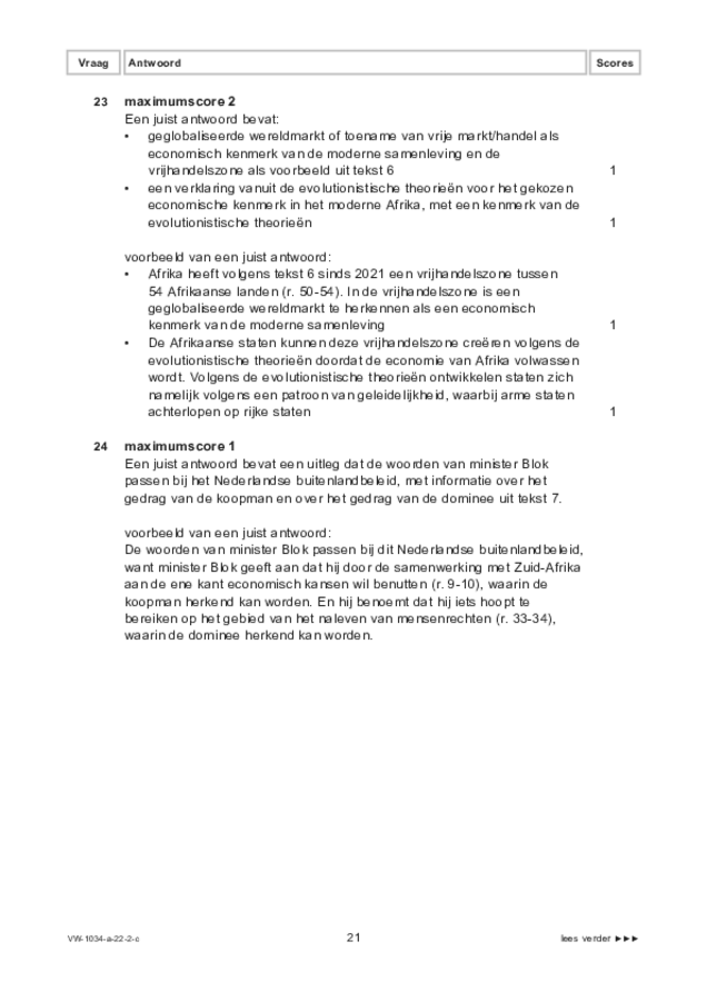 Correctievoorschrift examen VWO maatschappijwetenschappen 2022, tijdvak 2. Pagina 21