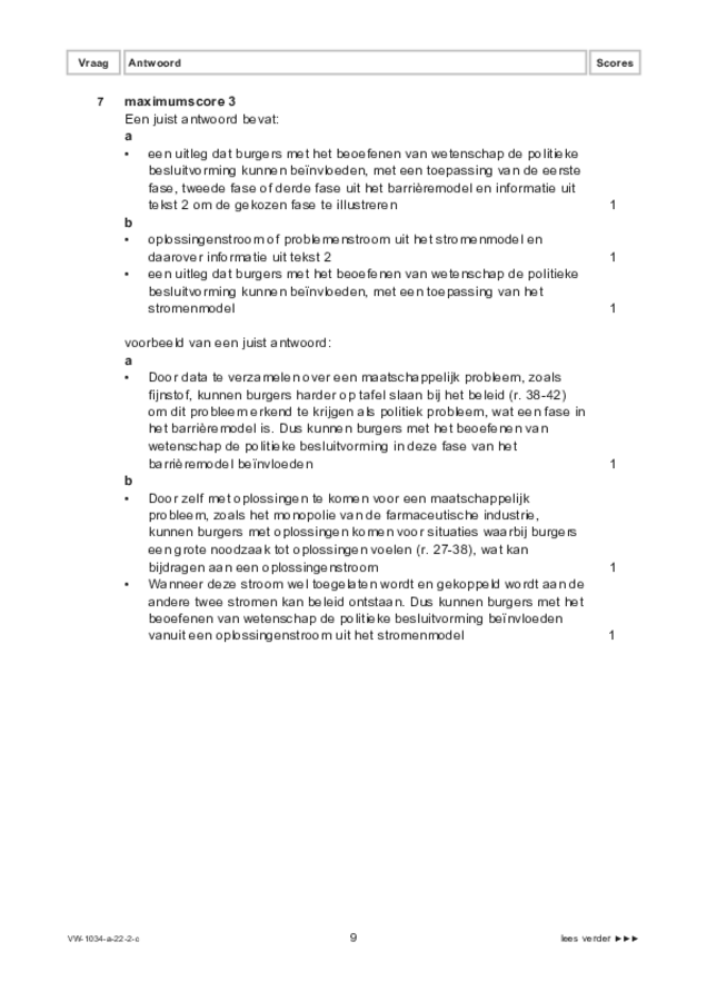 Correctievoorschrift examen VWO maatschappijwetenschappen 2022, tijdvak 2. Pagina 9