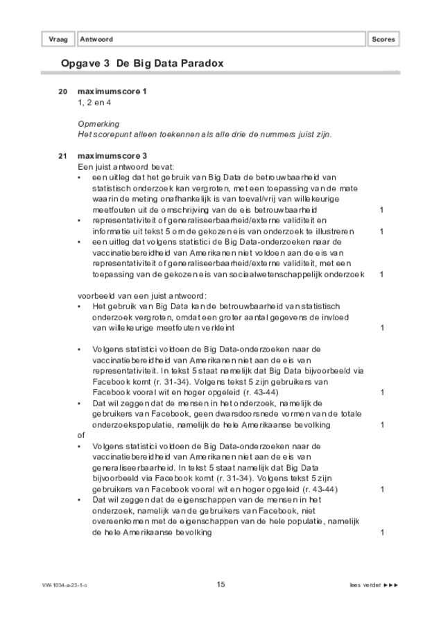 Correctievoorschrift examen VWO maatschappijwetenschappen 2023, tijdvak 1. Pagina 15