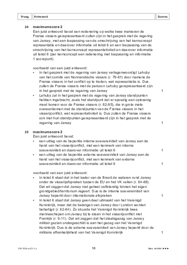 Correctievoorschrift examen VWO maatschappijwetenschappen 2023, tijdvak 1. Pagina 18