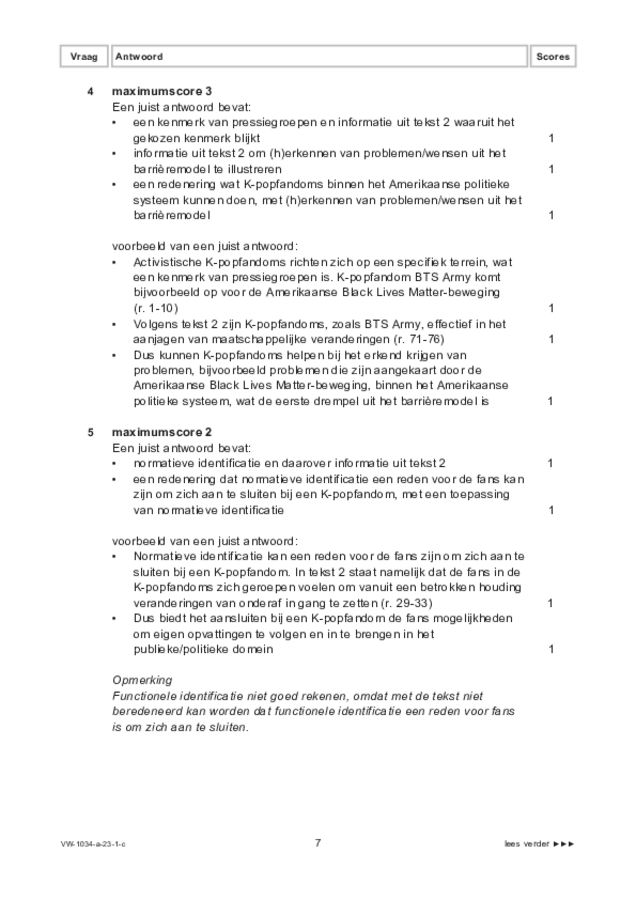 Correctievoorschrift examen VWO maatschappijwetenschappen 2023, tijdvak 1. Pagina 7