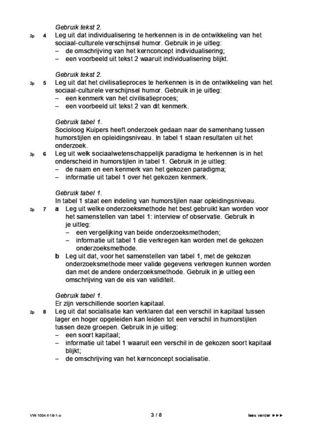 Opgaven examen VWO maatschappijwetenschappen 2019, tijdvak 1. Pagina 3