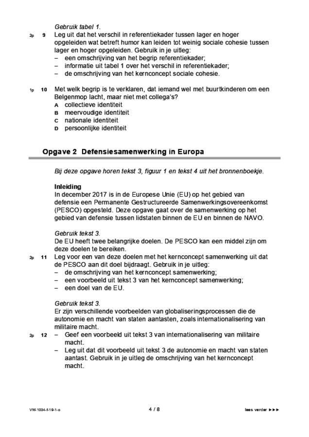 Opgaven examen VWO maatschappijwetenschappen 2019, tijdvak 1. Pagina 4