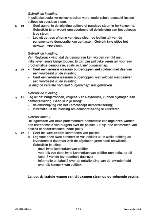 Opgaven examen VWO maatschappijwetenschappen 2019, tijdvak 1. Pagina 7