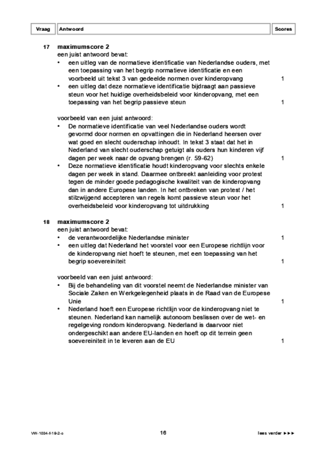 Correctievoorschrift examen VWO maatschappijwetenschappen 2019, tijdvak 2. Pagina 16