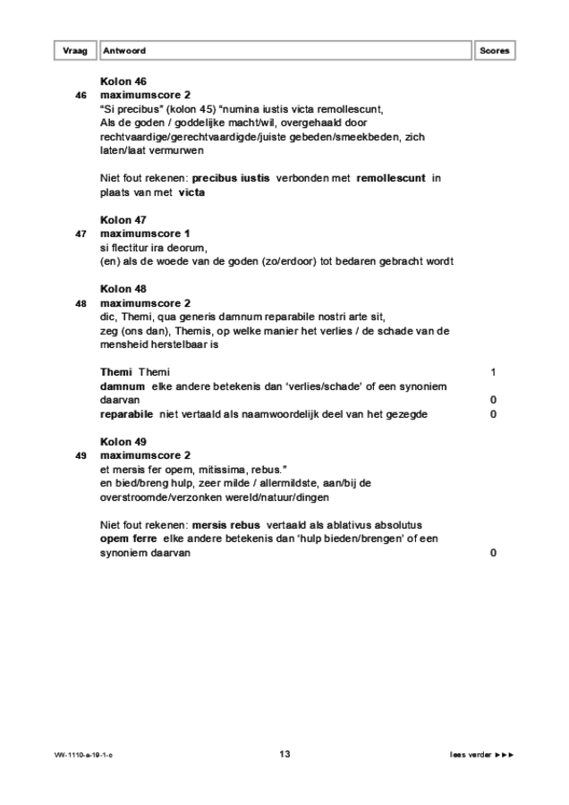 Correctievoorschrift examen VWO Latijn 2019, tijdvak 1. Pagina 13