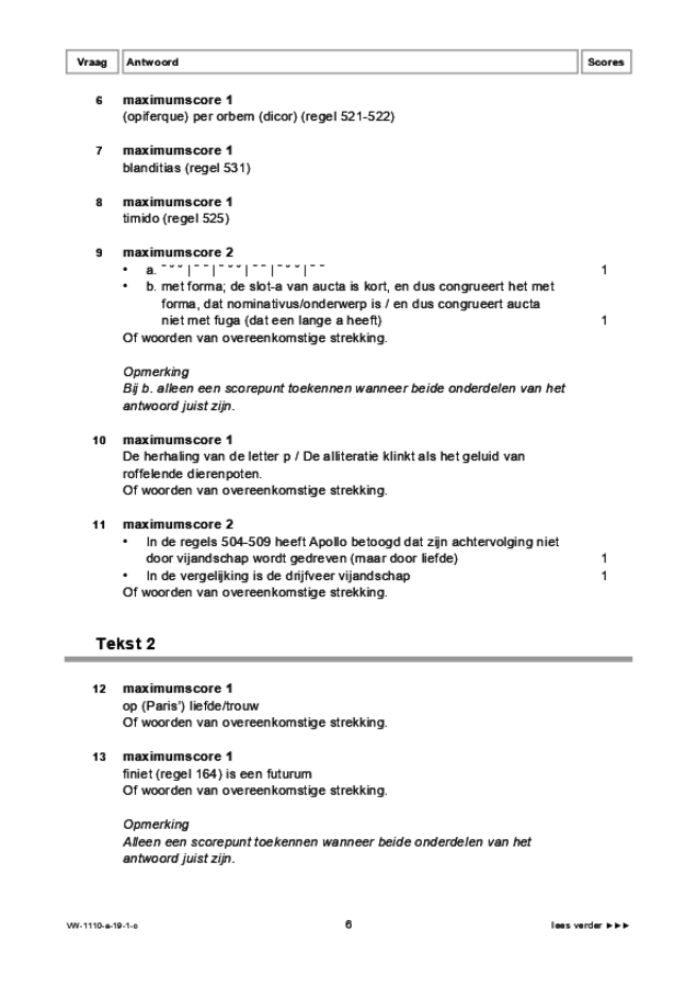Correctievoorschrift examen VWO Latijn 2019, tijdvak 1. Pagina 6