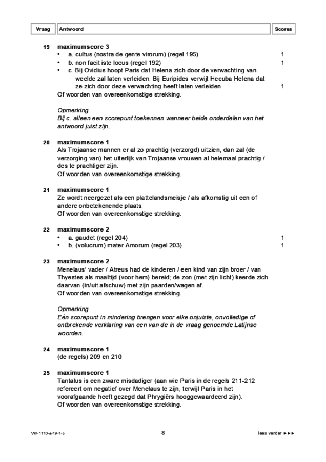 Correctievoorschrift examen VWO Latijn 2019, tijdvak 1. Pagina 8