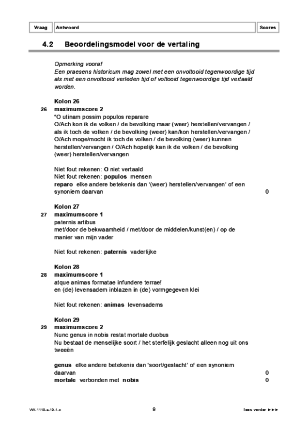 Correctievoorschrift examen VWO Latijn 2019, tijdvak 1. Pagina 9