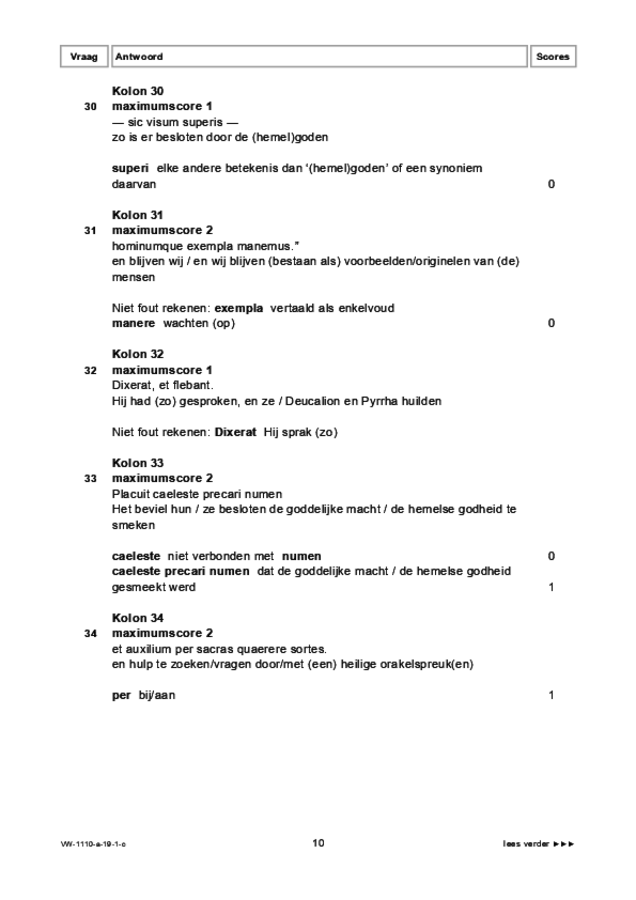Correctievoorschrift examen VWO Latijn 2019, tijdvak 1. Pagina 10