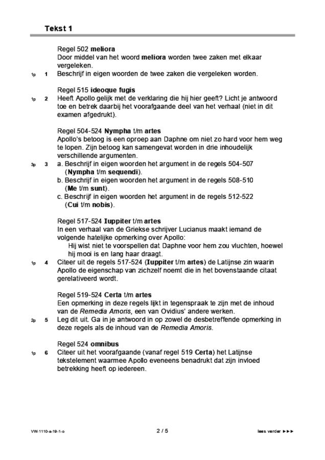 Opgaven examen VWO Latijn 2019, tijdvak 1. Pagina 2