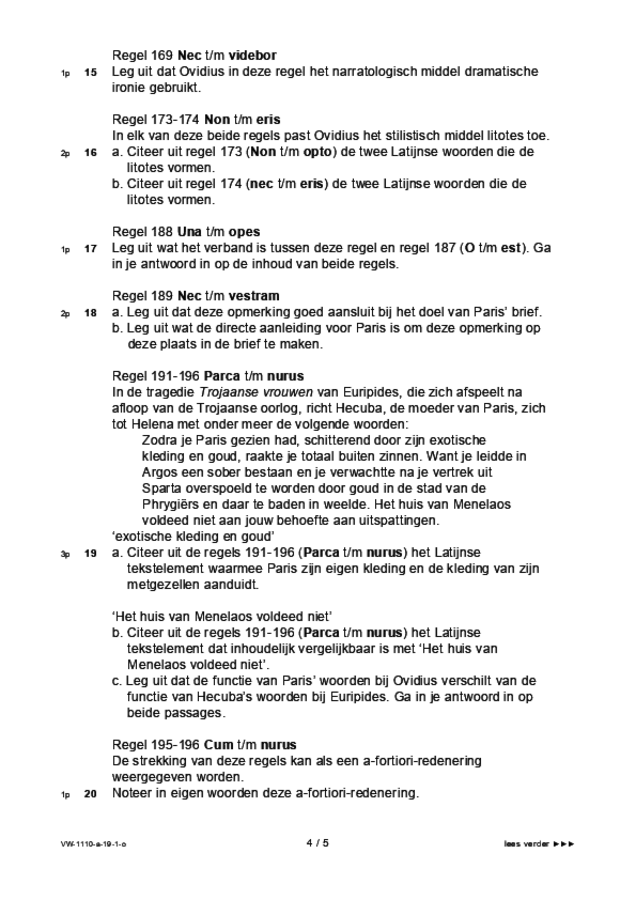 Opgaven examen VWO Latijn 2019, tijdvak 1. Pagina 4