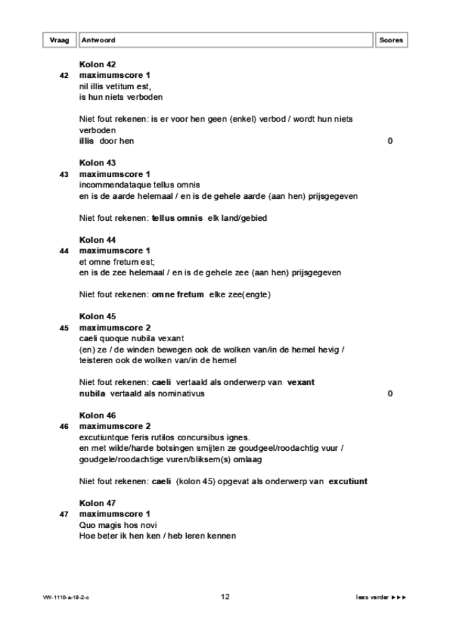 Correctievoorschrift examen VWO Latijn 2019, tijdvak 2. Pagina 12