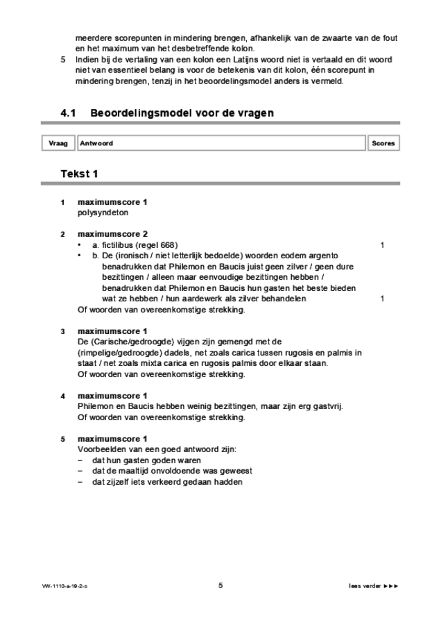 Correctievoorschrift examen VWO Latijn 2019, tijdvak 2. Pagina 5