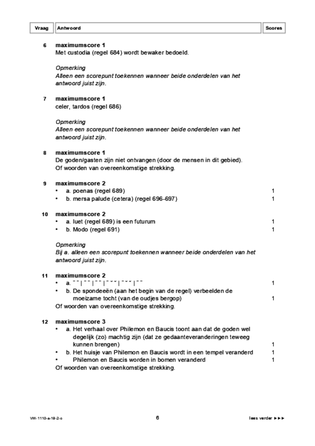 Correctievoorschrift examen VWO Latijn 2019, tijdvak 2. Pagina 6