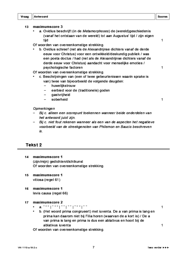 Correctievoorschrift examen VWO Latijn 2019, tijdvak 2. Pagina 7