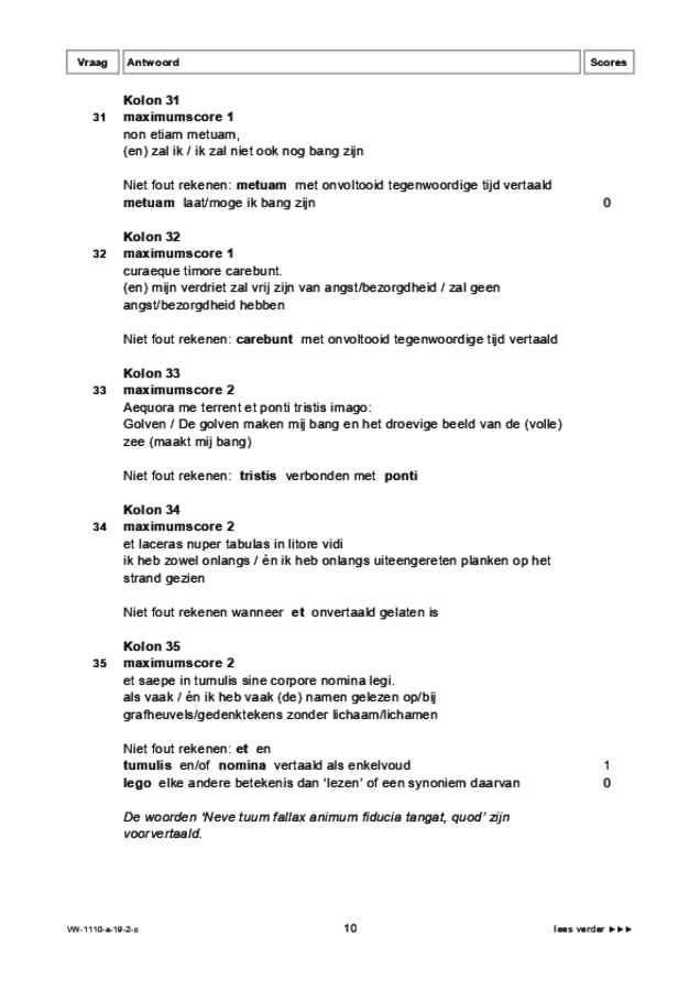 Correctievoorschrift examen VWO Latijn 2019, tijdvak 2. Pagina 10