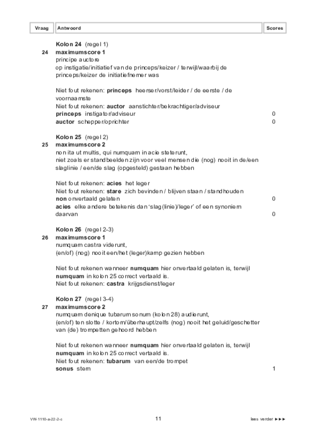 Correctievoorschrift examen VWO Latijn 2022, tijdvak 2. Pagina 11