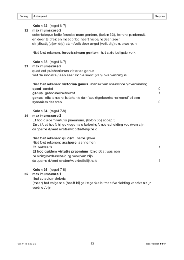 Correctievoorschrift examen VWO Latijn 2022, tijdvak 2. Pagina 13