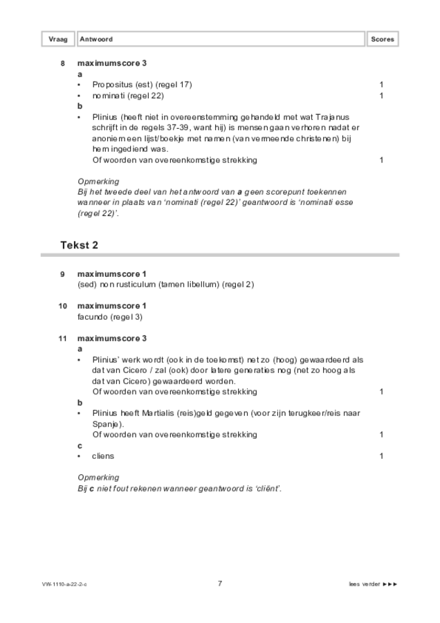 Correctievoorschrift examen VWO Latijn 2022, tijdvak 2. Pagina 7